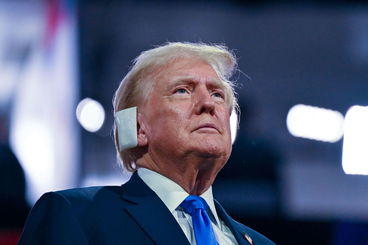 Former President Donald Trump is seen at the Republican National Convention in Milwaukee on Tuesday.