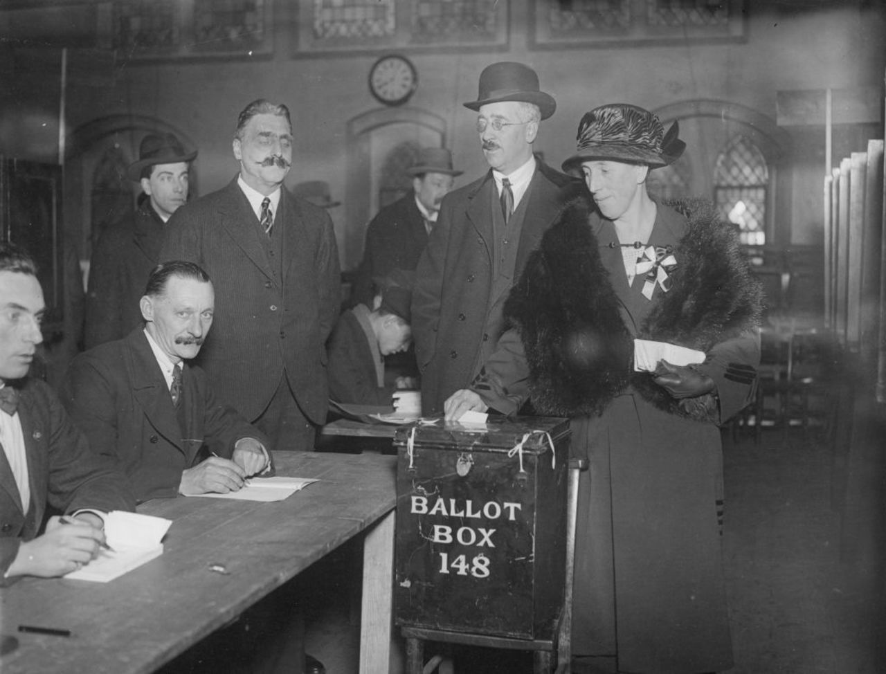 A polling station in Dulwich on the day of the UK's last December election, in 1923.