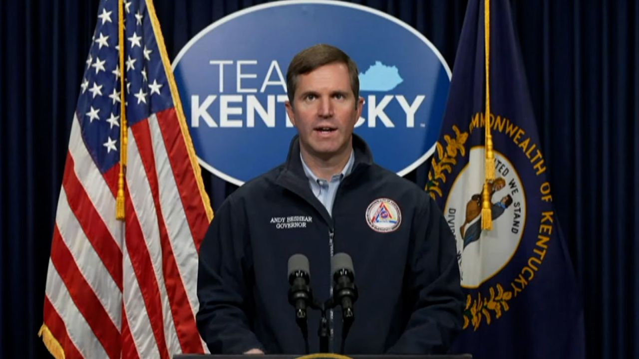 Kentucky Gov. Andy Beshear speaks during a press conference on December 23.
