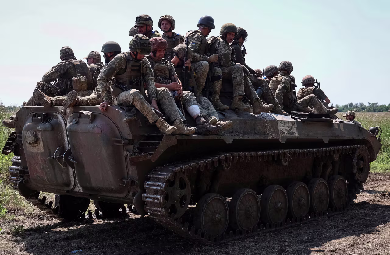 Ukrainian service members in Zaporizhzhia region, Ukraine, on July 31.