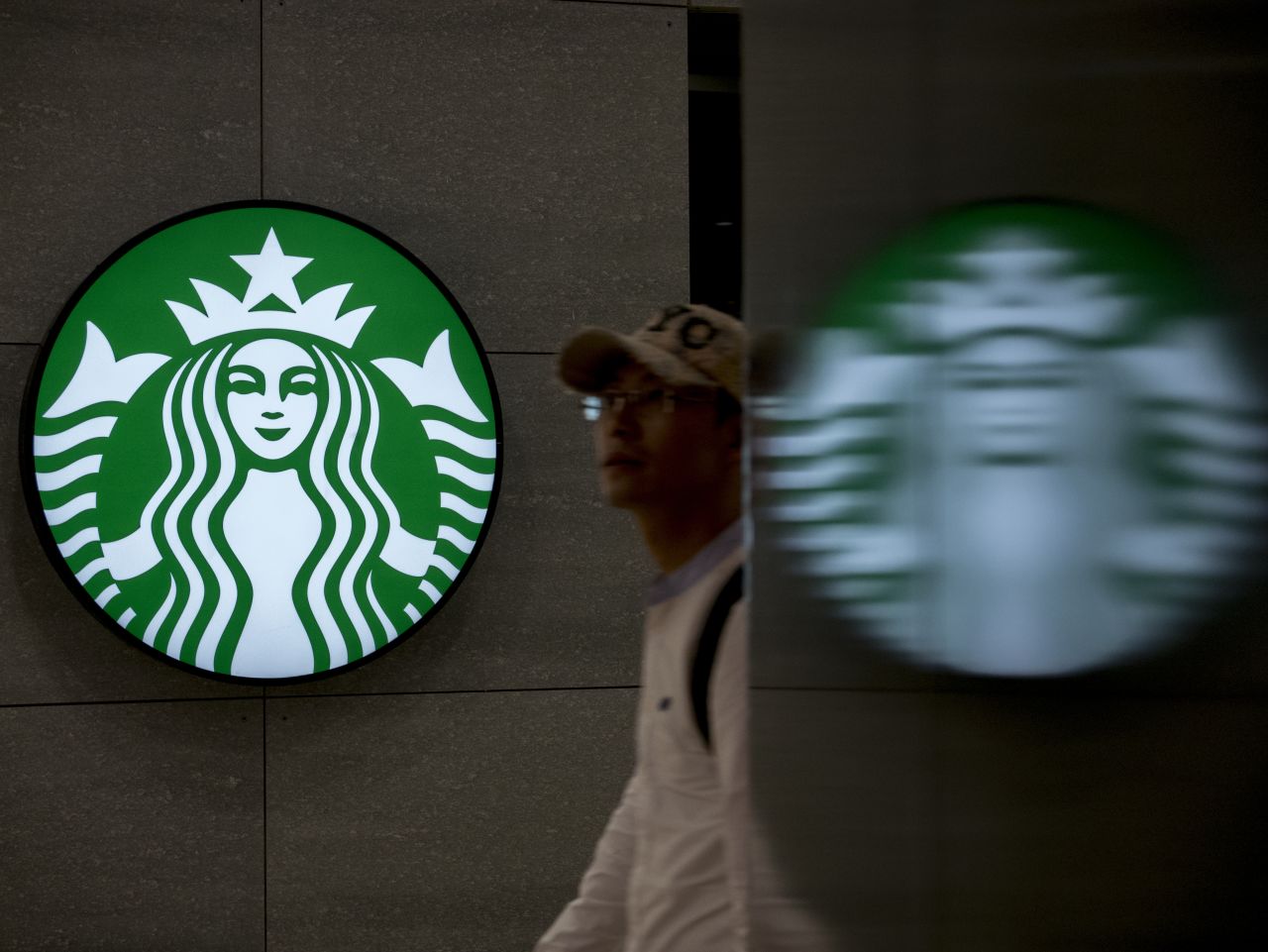 The logo of Starbucks is seen in this file photograph from 2015 in Yichang, a city in Hubei Province.