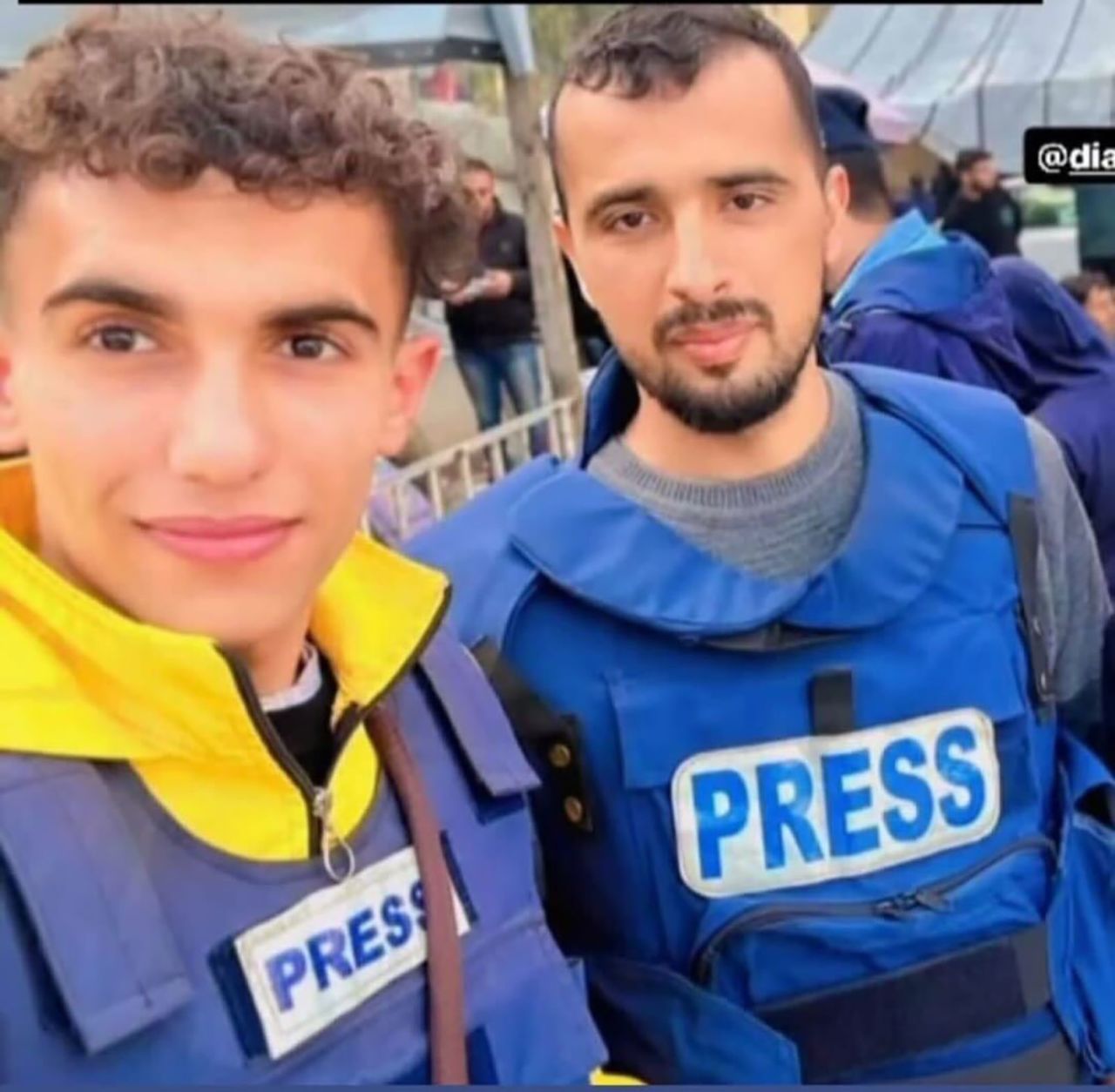 Hassan Hammad, left,  and Ismail Al Ghoul, an Al Jazeera correspondent who was killed in an Israeli strike in July.