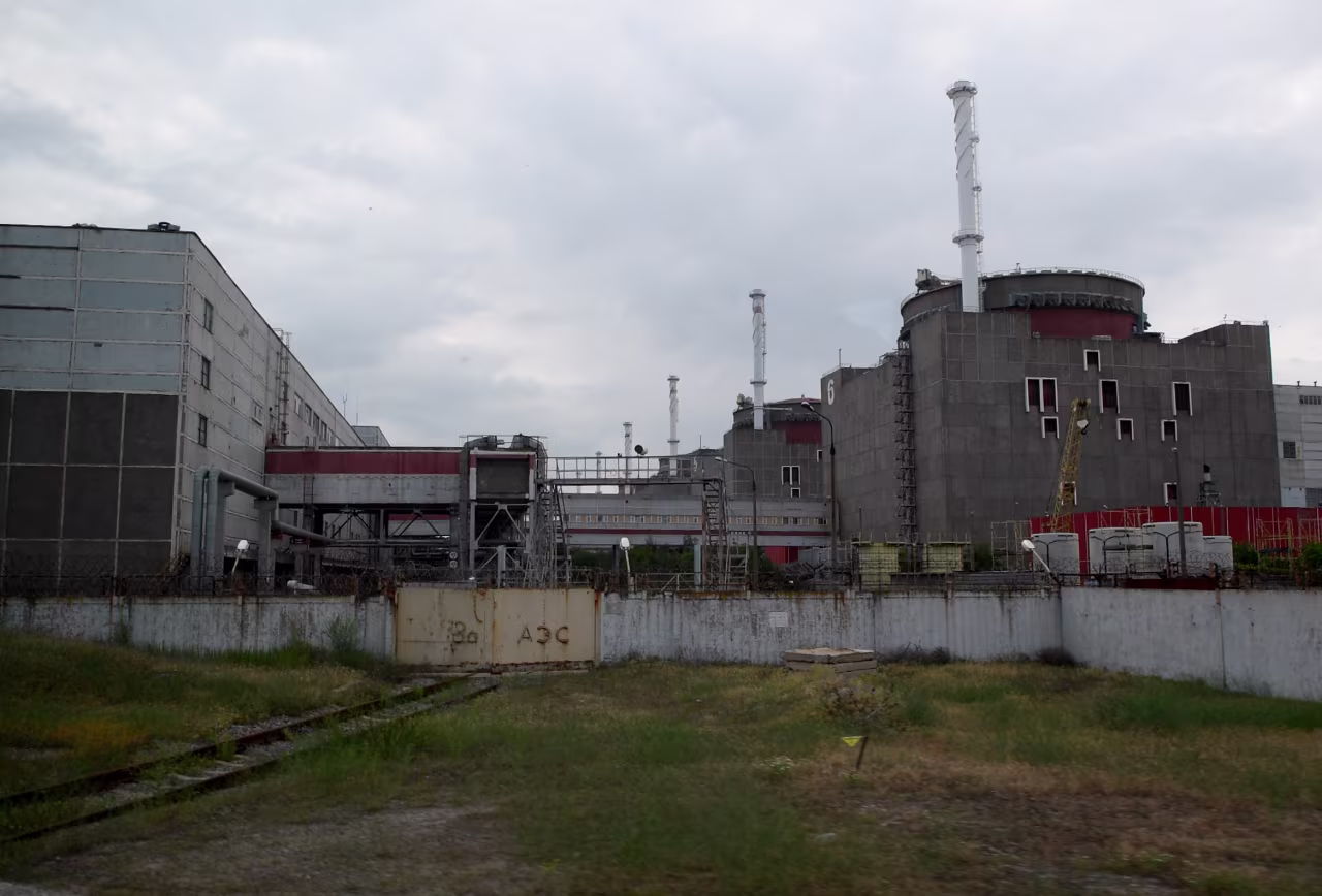 A view of the Russian-controlled Zaporizhzhia nuclear power plant on June 15.