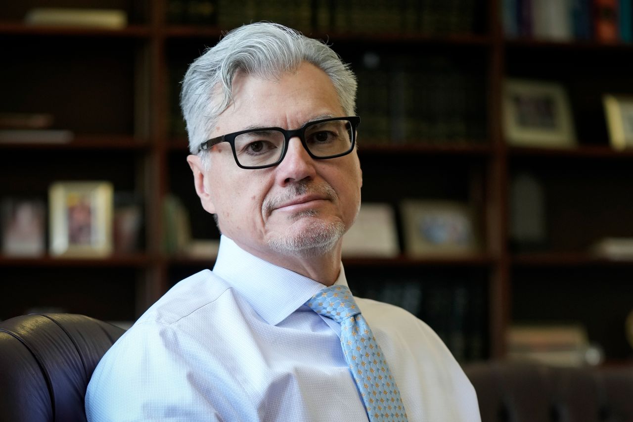 Judge Juan Merchan poses for a picture in his chambers in New York, Thursday, March 14.