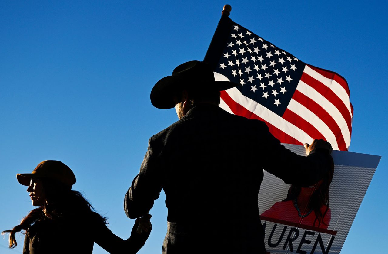 Rep. Lauren Boebert and her husband campaign during an election day rally in Grand Junction, Colorado, on November 8. 