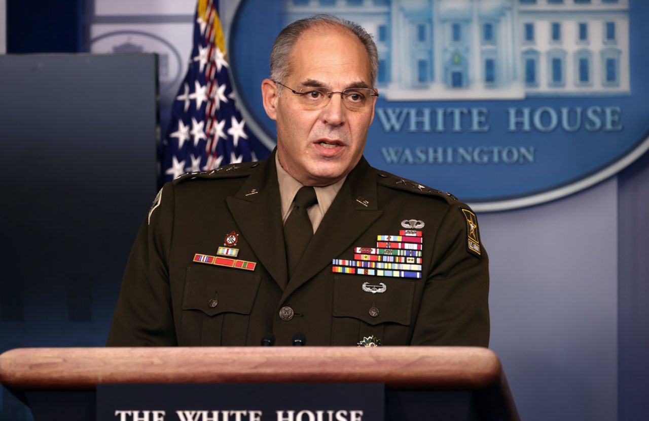 Gen. Gustave Perna, chief operating officer for the Defense Department's Project Warp Speed, speaks during a White House Coronavirus Task Force news briefing at the White House on Nov. 19.