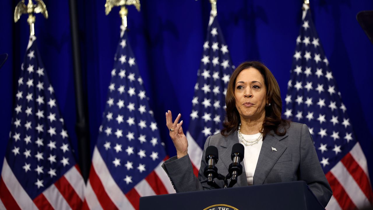 Vice President Kamala Harris delivers remarks on reproductive rights on June 24, in College Park, Maryland. 