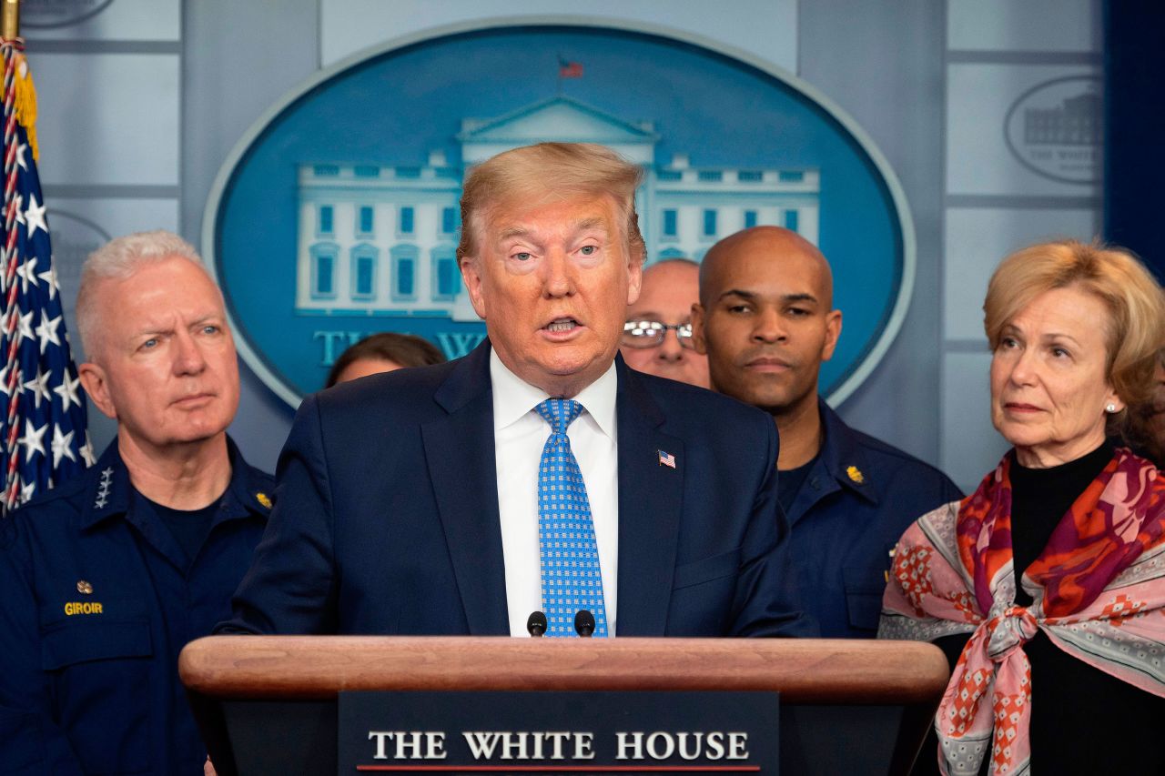 President Donald Trump speaks during a press conference at the White House on March 15.