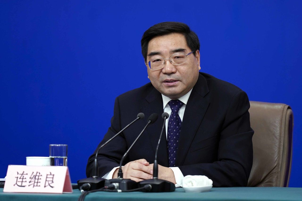 Lian Weiliang, Deputy Director of China's National Development and Reform Commission, speaks during a press conference in Beijing in March 2019.