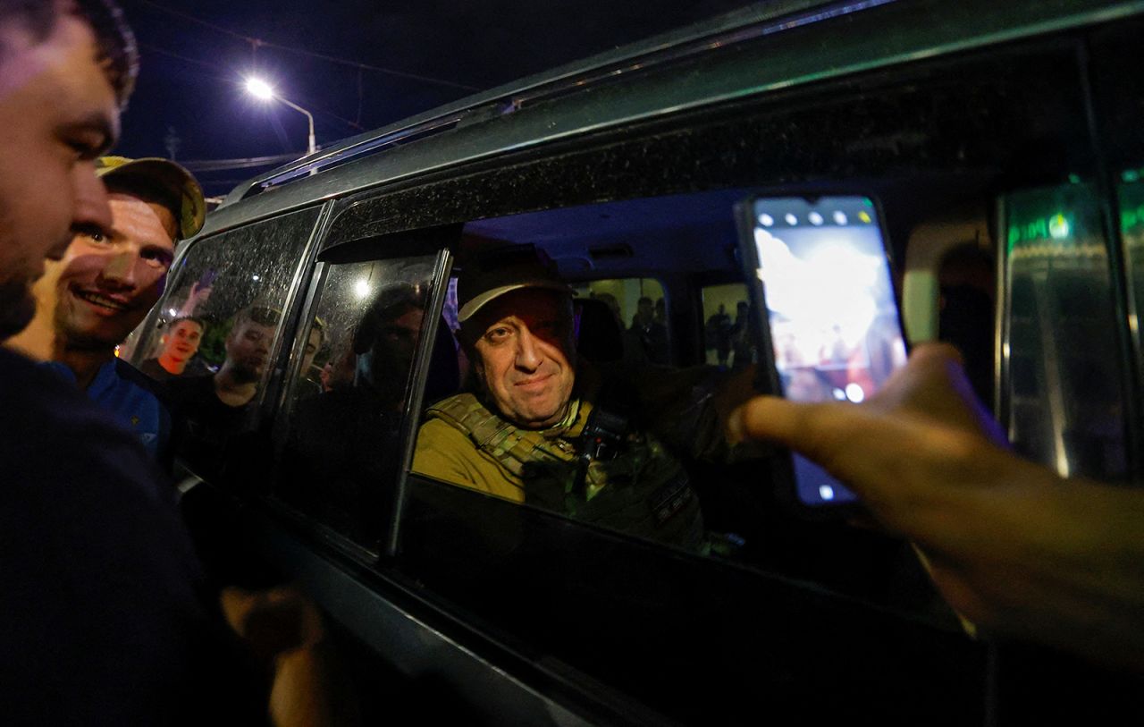 Yevgeny Prigozhin, leader of the Wagner mercenary group, leaves the southern Russian city of Rostov-on-Don on Saturday, June 24.