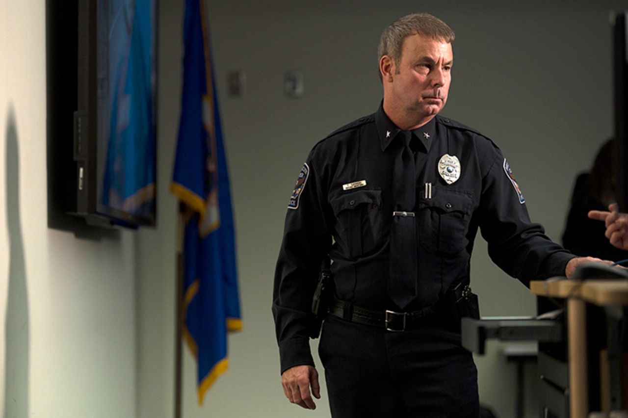 Tim Gannon looks seen during a press conference at the Brooklyn Center police headquarters on April 12,  in Brooklyn Center, Minnesota. 