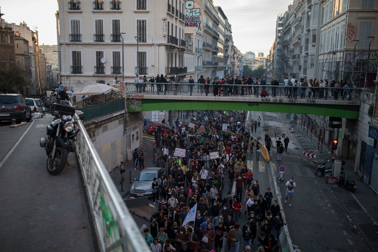 Protesters march in Marseille, France, on Saturday, June 13.