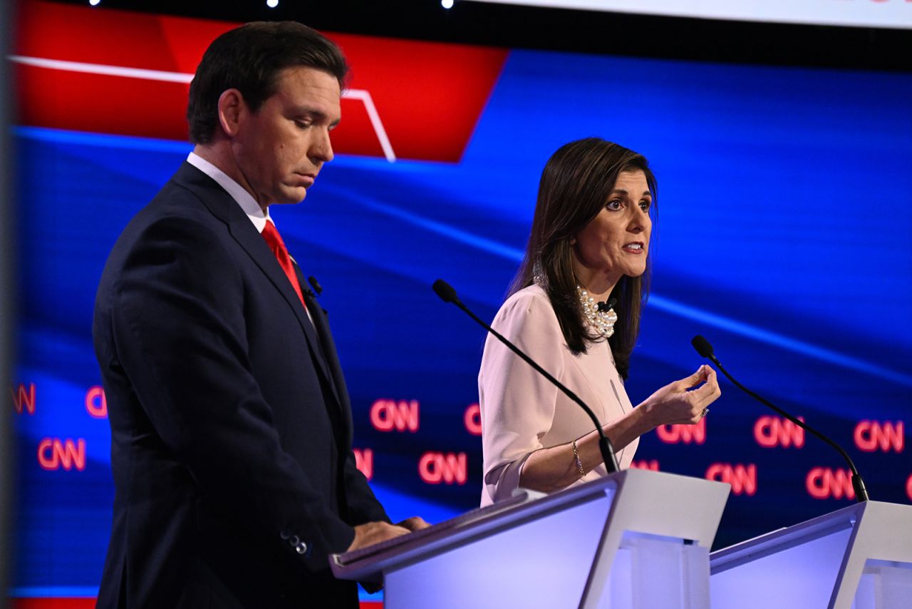 Former South Carolina Gov. Nikki Haley speaks during a CNN Republican Presidential Debate at Drake University in Des Moines, Iowa, on Wednesday.