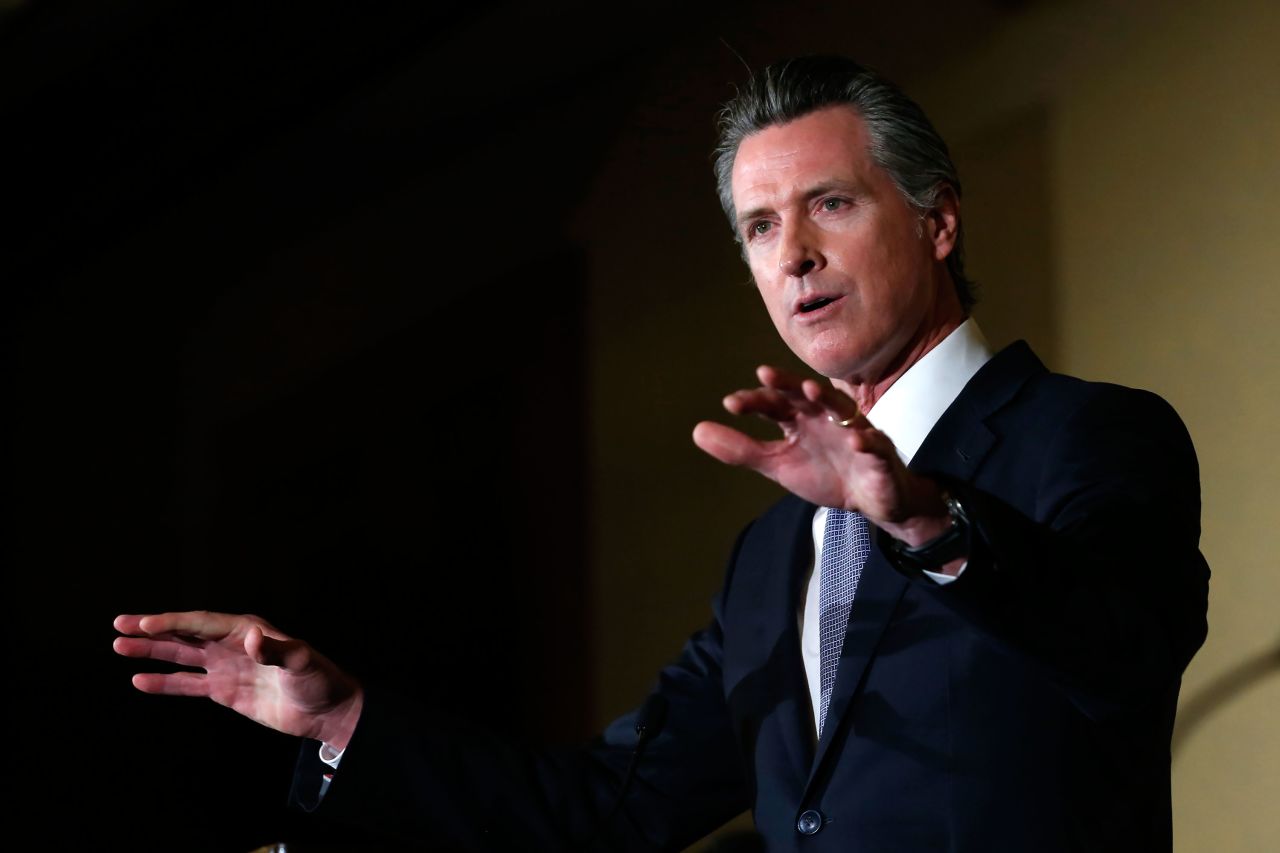 California Gov. Gavin Newsom speaks at the Chief Probation Officers of California Conference in Sacramento, California, on February 26.