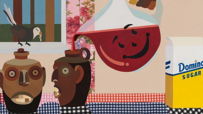 In a Derrick Adams’ painting, Black history collides joyfully with the present