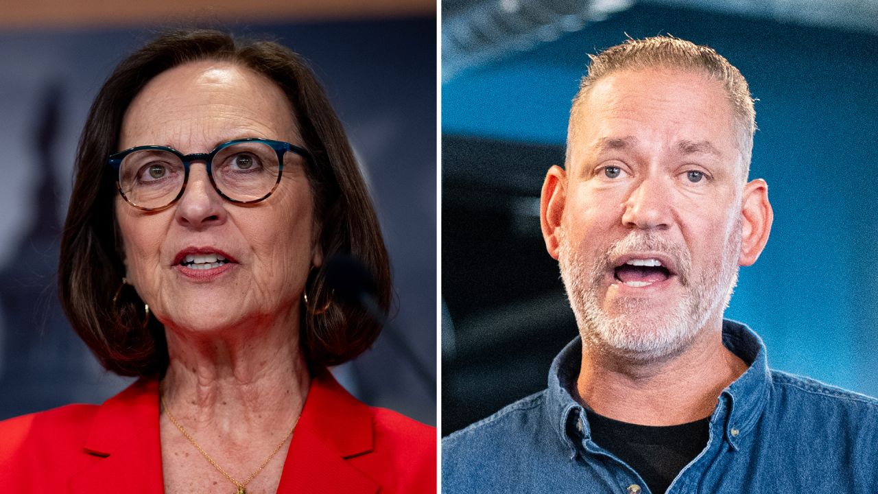 La senadora Deb Fisher y el candidato independiente al Senado Dan Osborn. (Getty Images, AP)