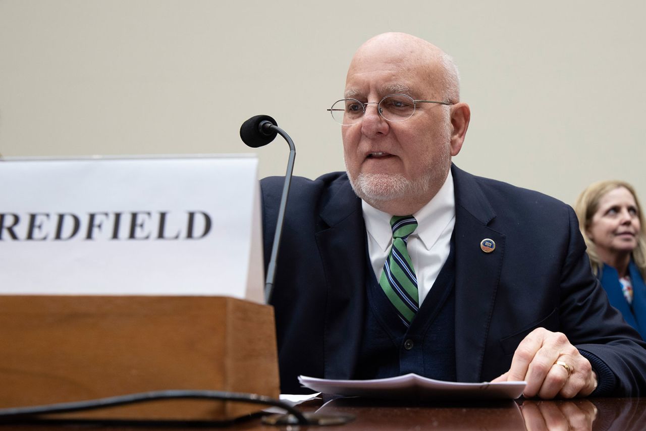 Robert Redfield,?the director of the US Centers for Disease Control and Prevention, testifies at a House Foreign Affairs Committee on Capitol Hill on Thursday.