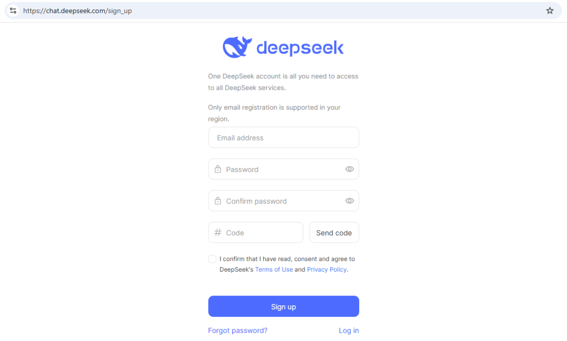 Crea tu cuenta con una dirección de correo, contraseña y un código que te llegará a tu e-mail. Otra opción es dar clic en "Log in" para iniciar sesión con tu cuenta de Gmail.