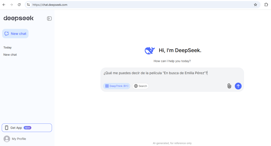 Recuerda marcar el botón "DeepThink (R1)" para utilizar el modelo de IA más reciente de la empresa.