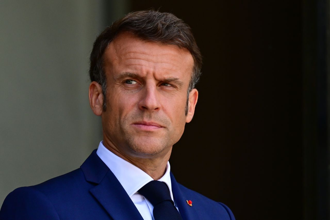 French President Emmanuel Macron is seen at the Presidential Elysee Palace on June 23, in Paris, France.