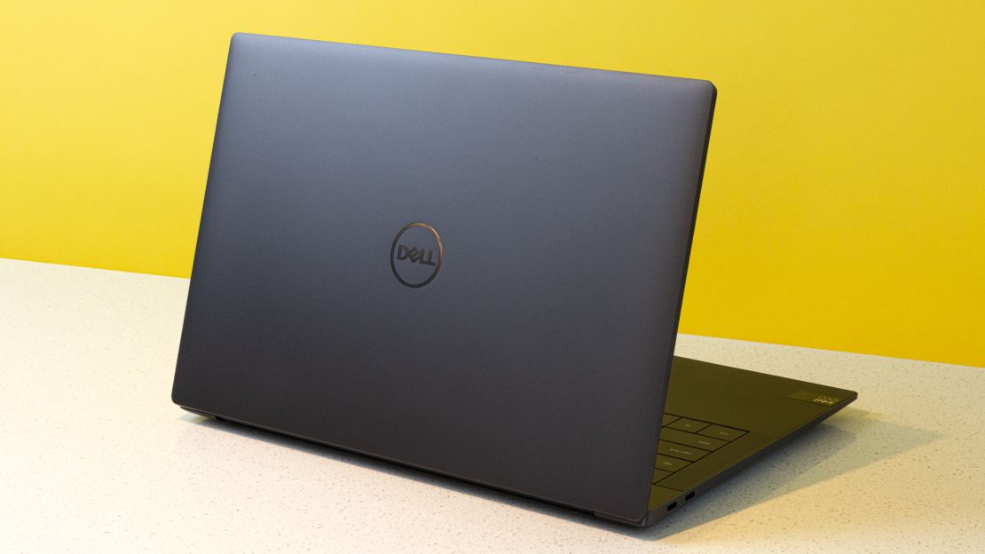 The Dell XPS 14 open, as seen from looking at its lid