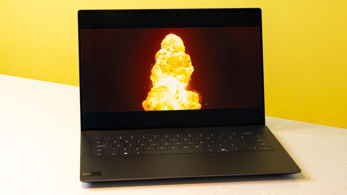 A fiery explosion in Oppenheimer is seen on the Dell XPS 14