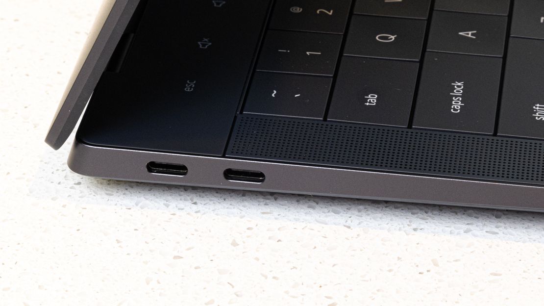 The Dell XPS 14’s dual USB-C ports on its left side.