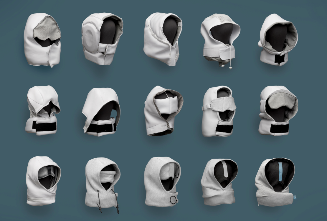 A photo showing 15 different ways to wear the Pluto Pod Travel Pillow