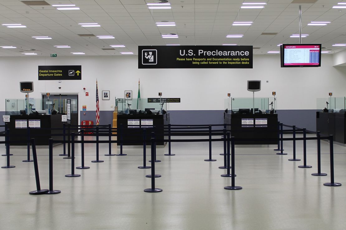American border officials travel to destinations offering preclearance to live and work. Pictured here: the preclearance facility at Ireland's Shannon Airport.