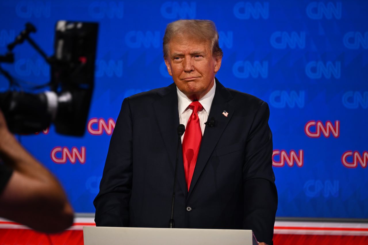 Trump is seen during the CNN Presidential Debate on Thursday in Atlanta.