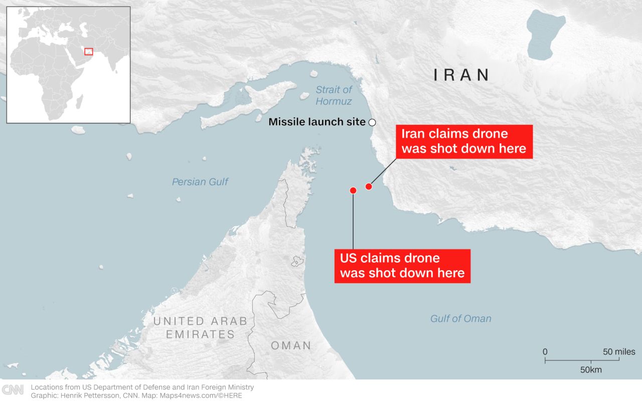 Iran and the US don't agree on the location of the downed drone.