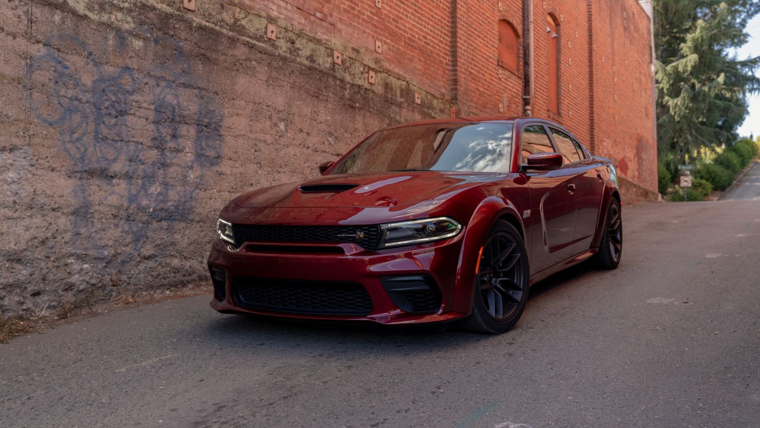 A 2021 Dodge Charger Scat Pack Widebody.