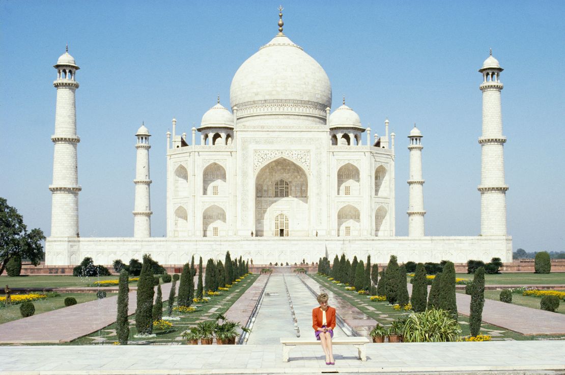 The princess visited the Taj Mahal in Agra, India, on February 11, 1992.