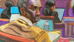 Combs looks on as accuser “Jane” contues her testimony on Wednesday.