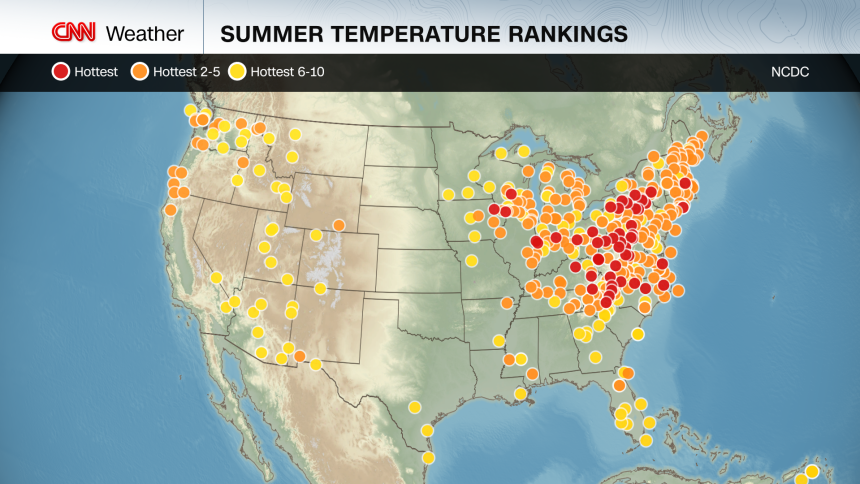 Summer-to-date temperature rankings are valid as of July 17, 2025.
