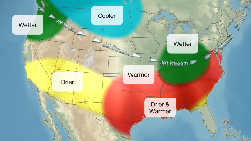 La Niña's typical influence on the winter in the Lower 48.
