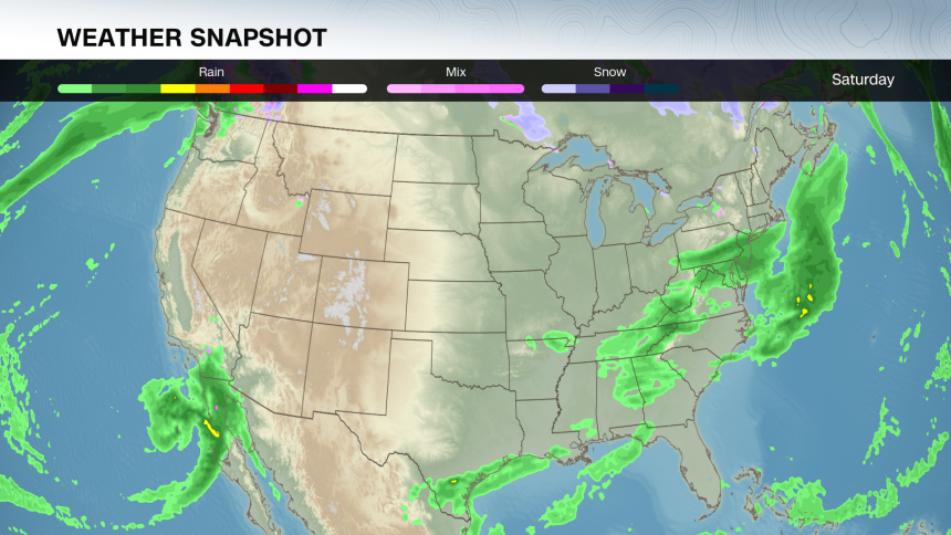 A look at the potential weather on Saturday.