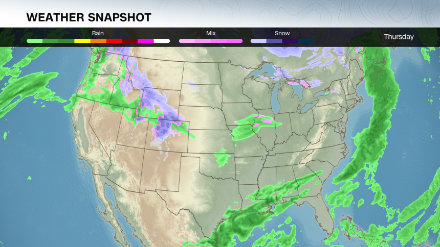 A look at the potential weather on Thursday.