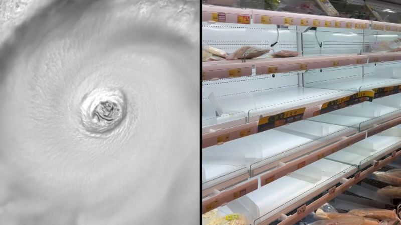 Hong Kong supermarket shelves empty as Typhoon Ragasa approaches