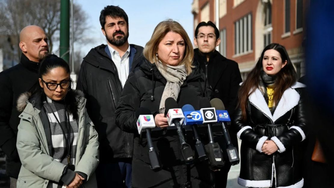 Bogdana Chkoumbova, chief education officer for Chicago Public Schools, speaks to members of the media in Chicago on Friday.