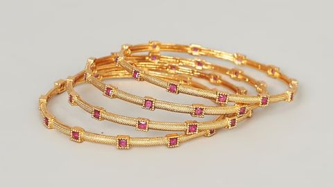 Anjali Jain Jewellery Gold Finish Redstone Bracelet 
