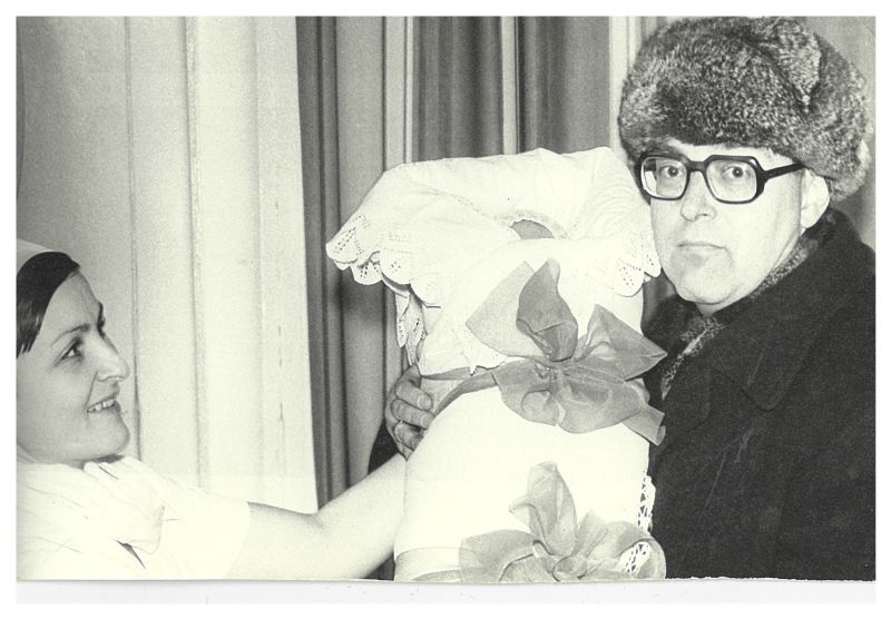 Maternity ward staff, newborn Lev Golinkin and Samuel Golinkin, Kharkov (now called Kharkiv), USSR, March 2, 1980.