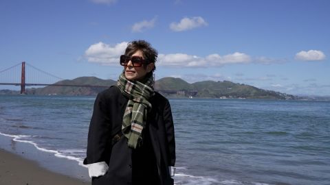 Dominique Crenn walks along the water in San Francisco, California, April 2025.