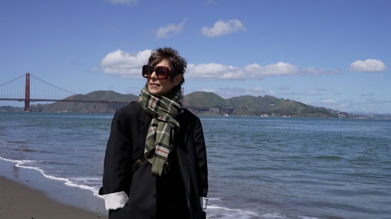 Dominique Crenn walks along the water in San Francisco, California, April 2025.