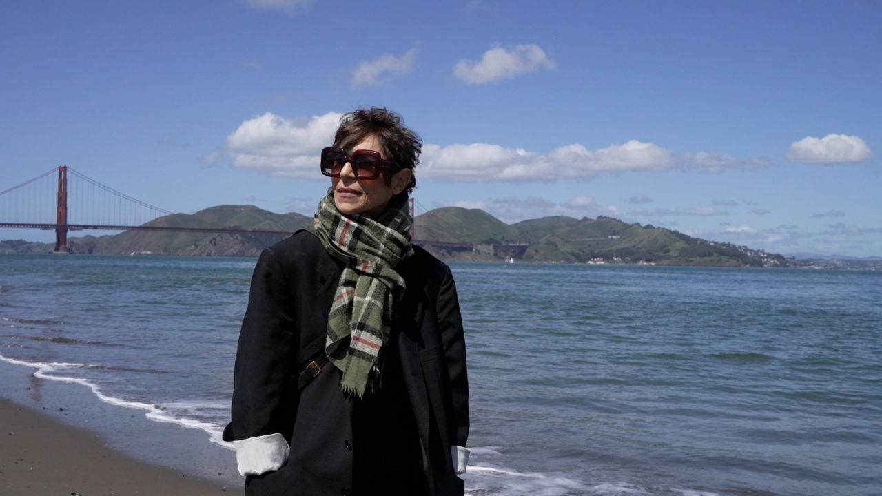 Dominique Crenn walks along the water in San Francisco, California, April 2025.
