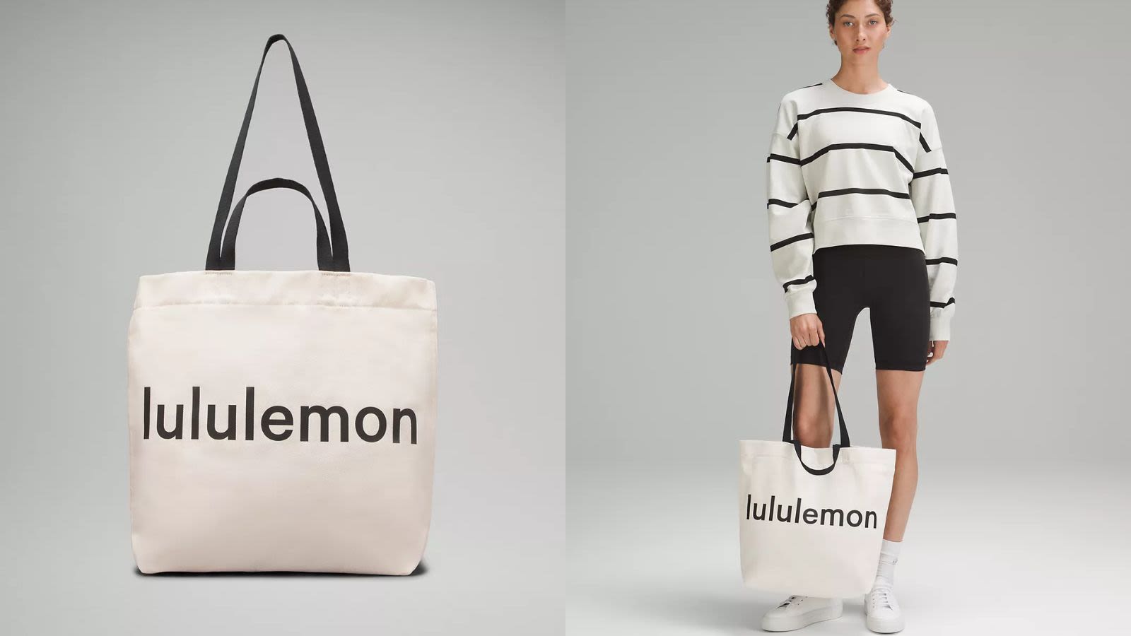 Lululemon Daily Multi-Pocket Canvas Tote Bag 20L Black/white