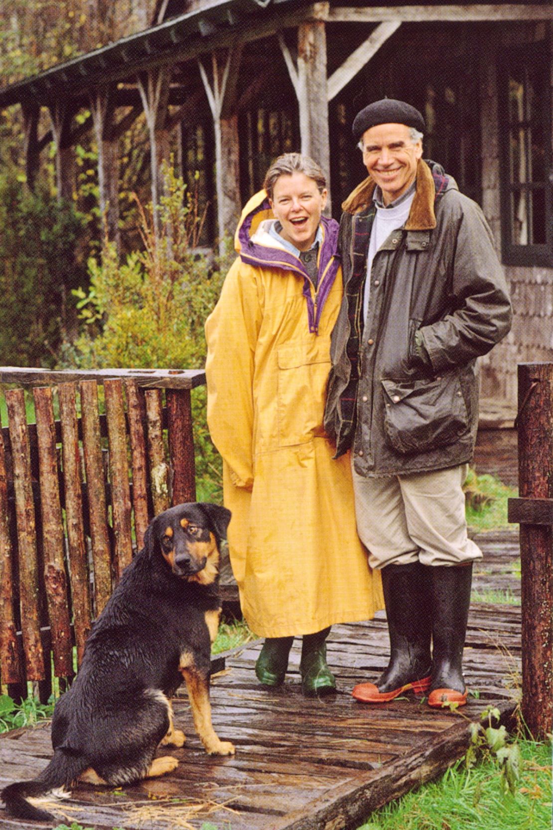 Doug (right) and Kris Tompkins, pictured outside their home in Renihue, Chile, near what would become a national park they helped create in Pumalin.