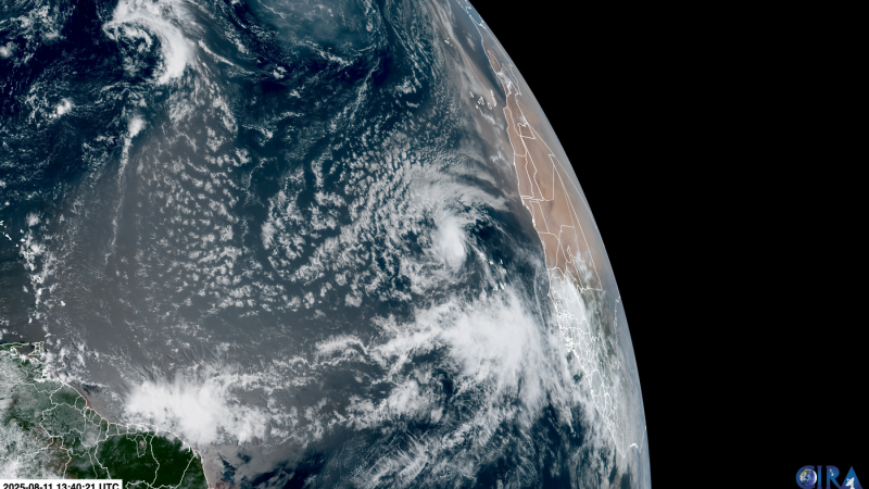 Tropical Storm Erin forms in the Atlantic and is expected to strengthen into the first hurricane of the season