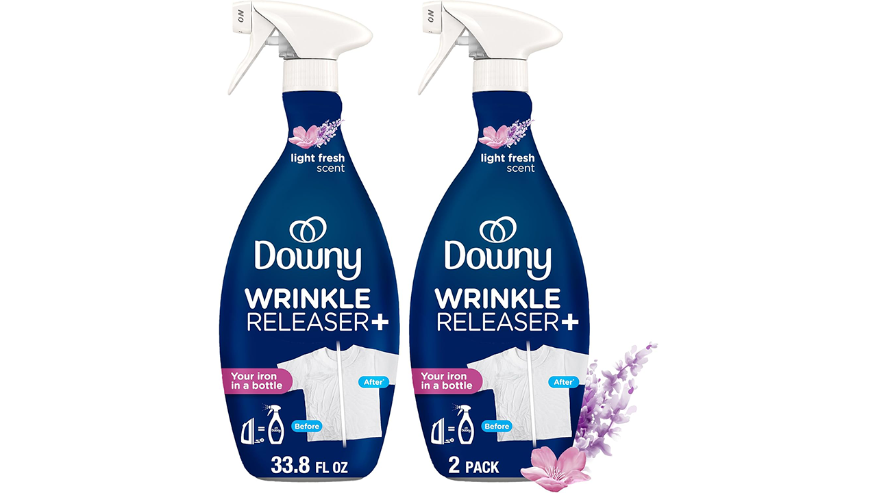 Downy Wrinkle Releaser Spray, All In One Formula stock photo