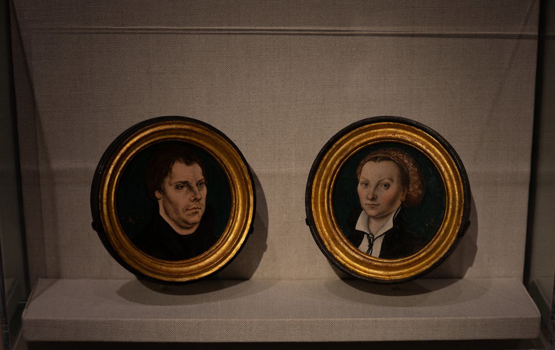 Martin Luther and his wife, Katharina von Bora, celebrated their scandalous union with a series of double-sided portrait sent out in wooden boxes to Protestant allies.